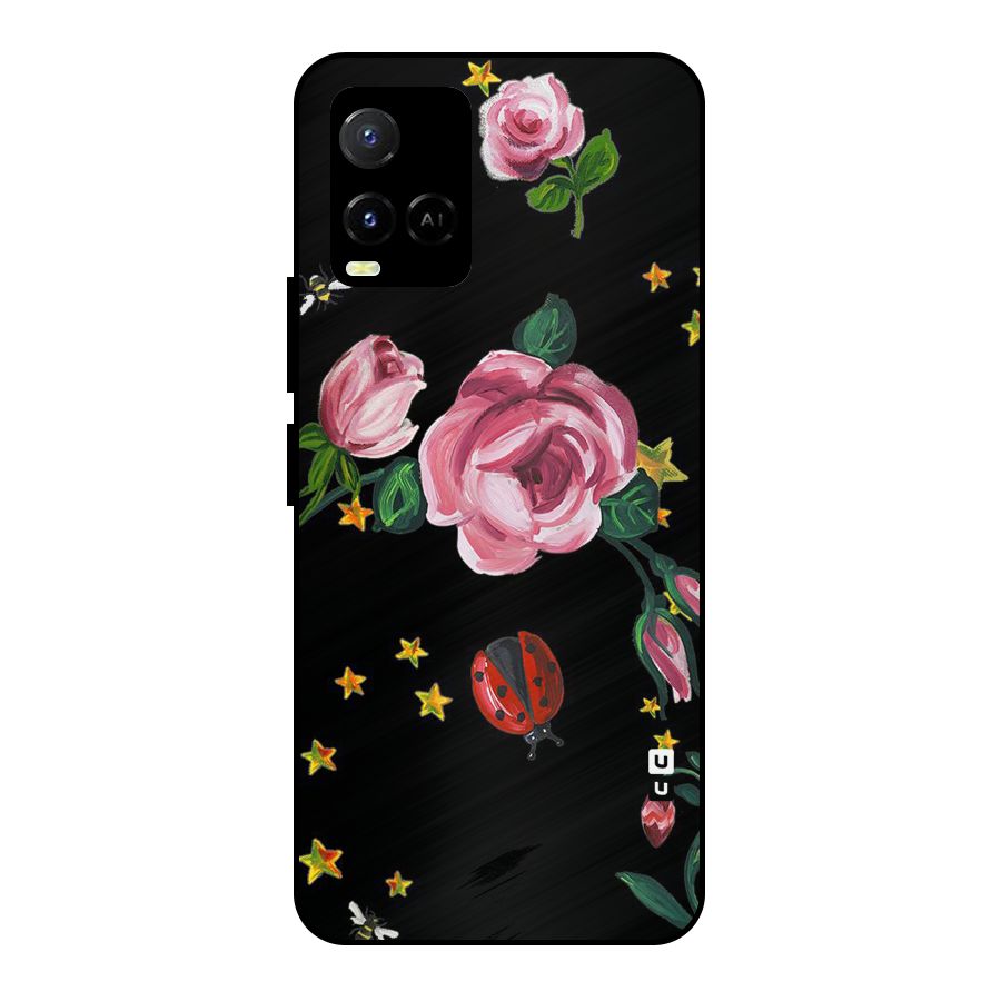 Ladybird And Floral Metal Back Case for Vivo Y21A