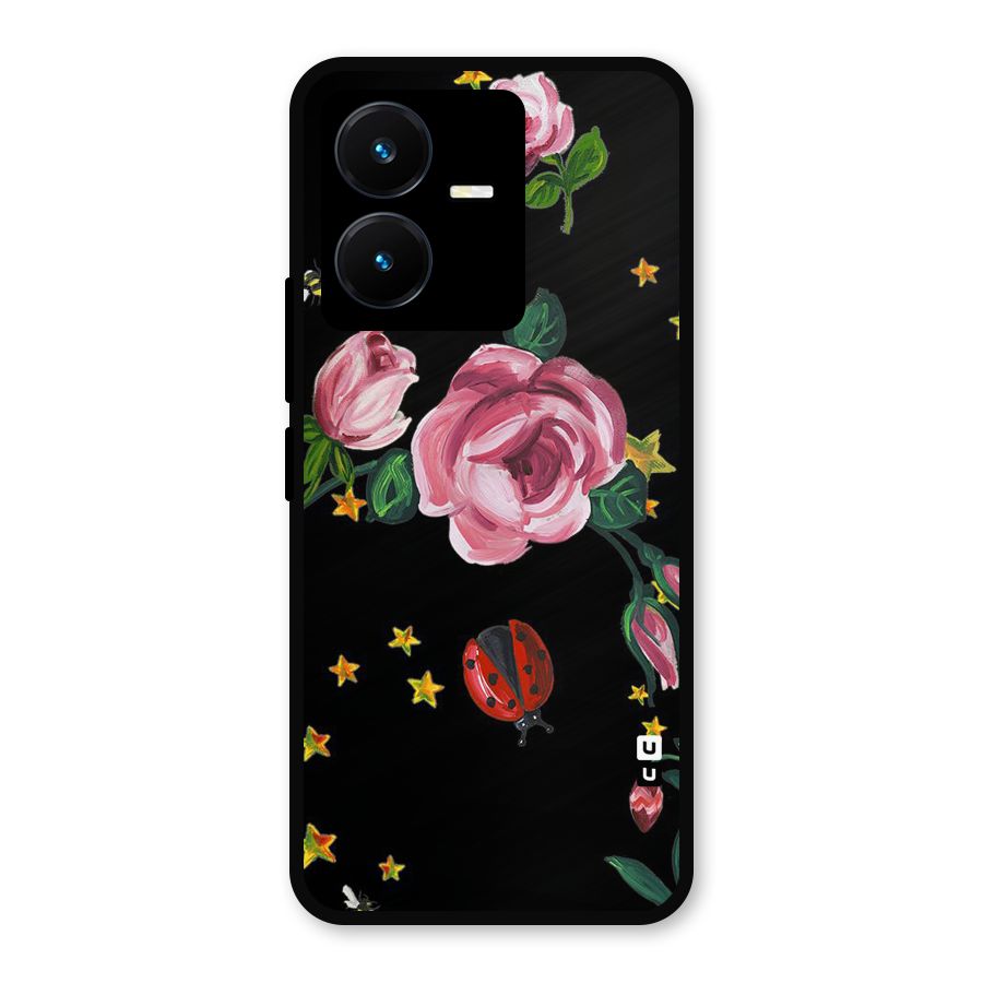 Ladybird And Floral Metal Back Case for Vivo Y22