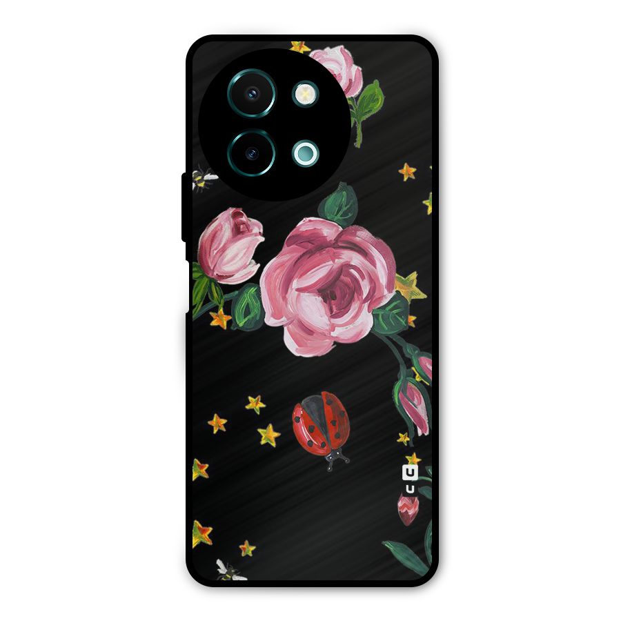 Ladybird And Floral Metal Back Case for Vivo Y58