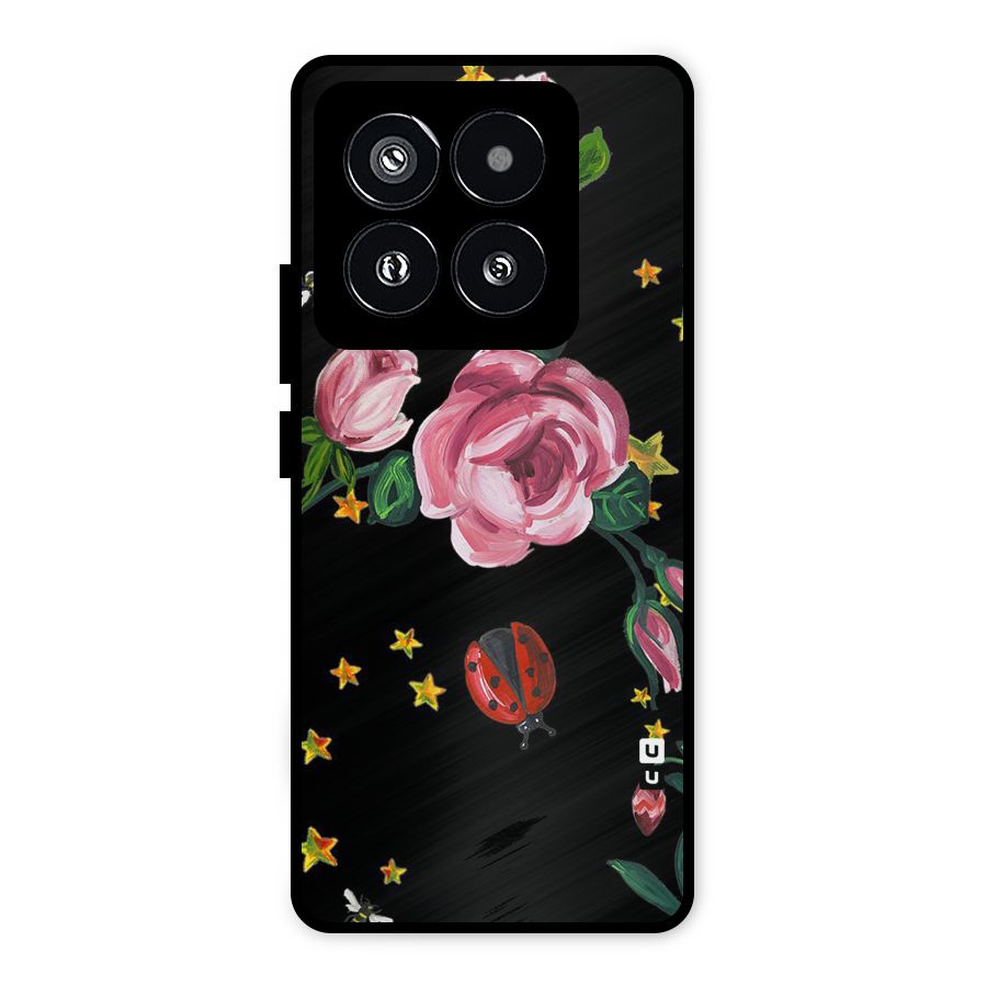 Ladybird And Floral Metal Back Case for Xiaomi 14 Pro