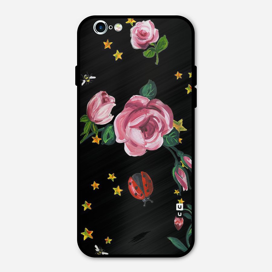 Ladybird And Floral Metal Back Case for iPhone 6 6s