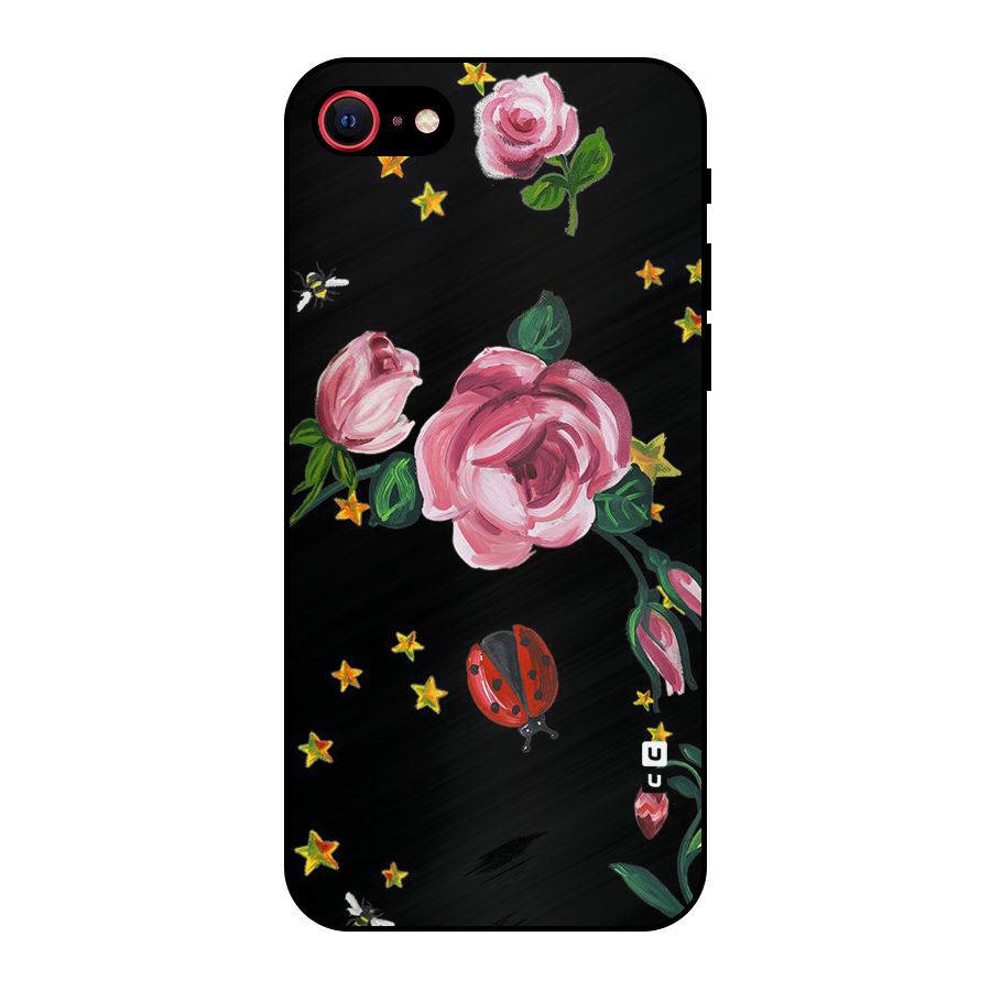 Ladybird And Floral Metal Back Case for iPhone 7