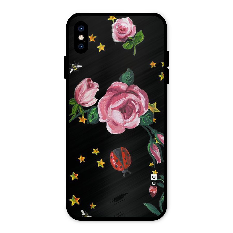 Ladybird And Floral Metal Back Case for iPhone XS Max