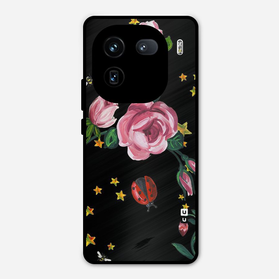 Ladybird And Floral Metal Back Case for iQOO 12