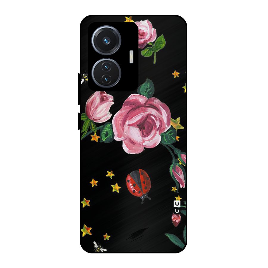 Ladybird And Floral Metal Back Case for iQOO Z6 44W
