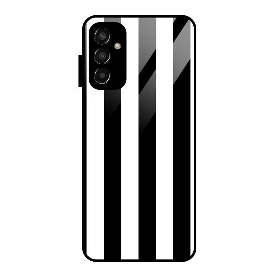 Lavish Black Stripes Glass Back Case for Galaxy F13