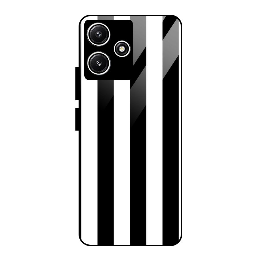 Lavish Black Stripes Glass Back Case for Poco M6 Pro
