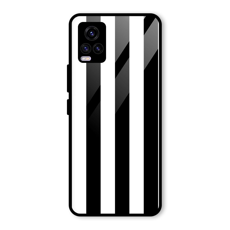 Lavish Black Stripes Glass Back Case for Vivo V20 2021