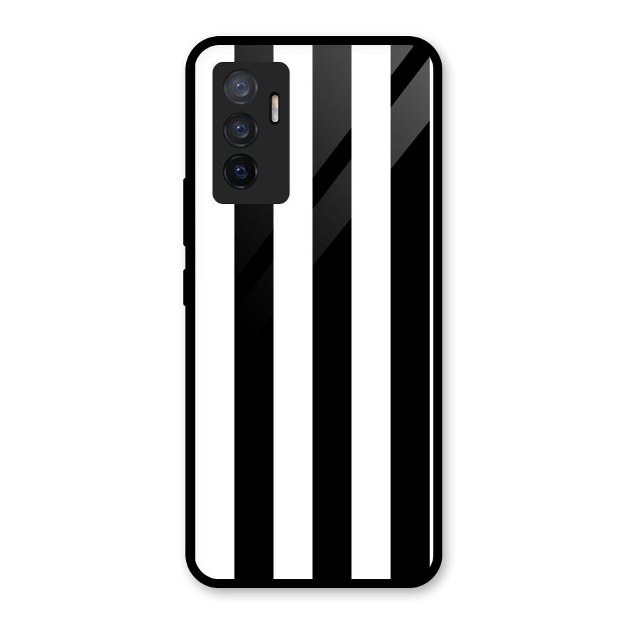 Lavish Black Stripes Glass Back Case for Vivo V23e
