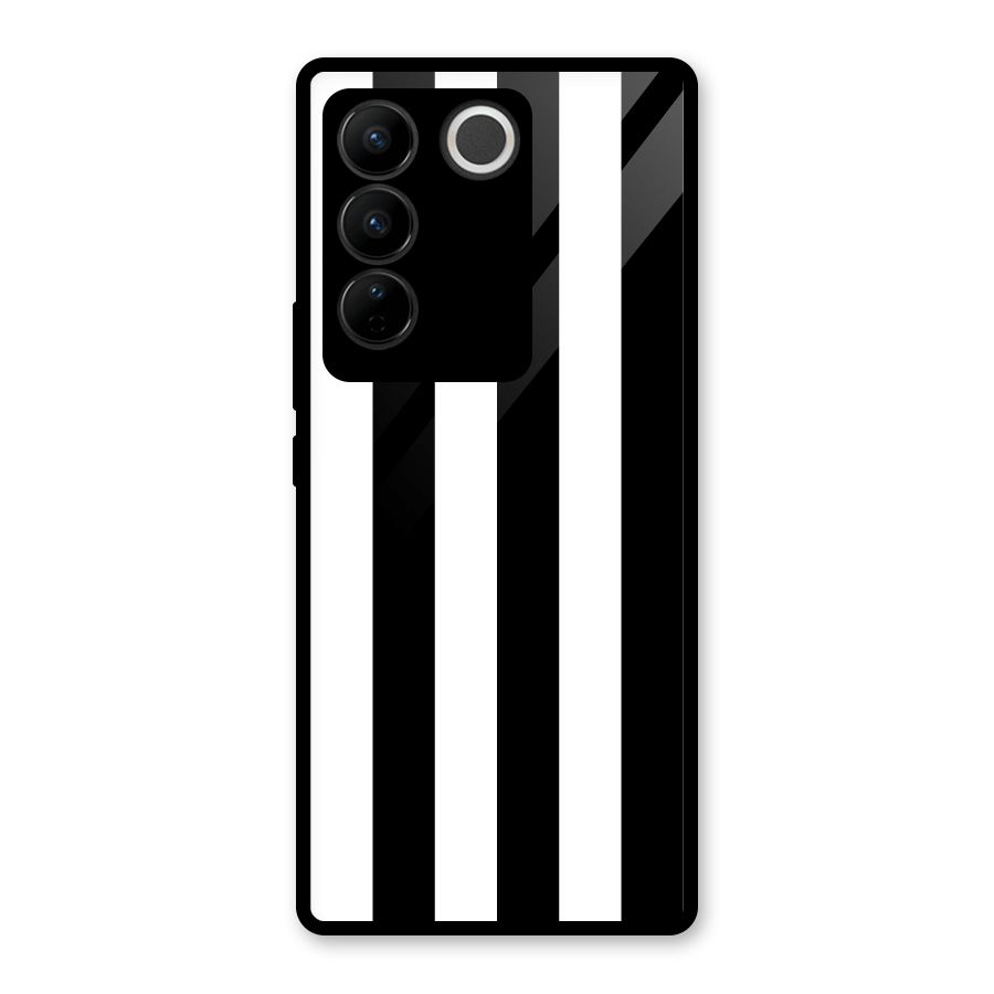 Lavish Black Stripes Glass Back Case for Vivo V27 Pro