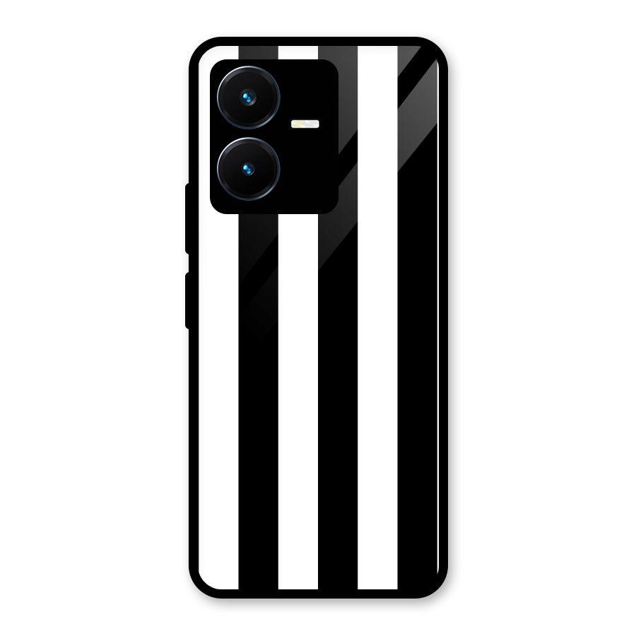 Lavish Black Stripes Glass Back Case for Vivo Y22s