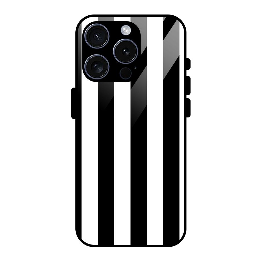 Lavish Black Stripes Glass Back Case for iPhone 15 Pro
