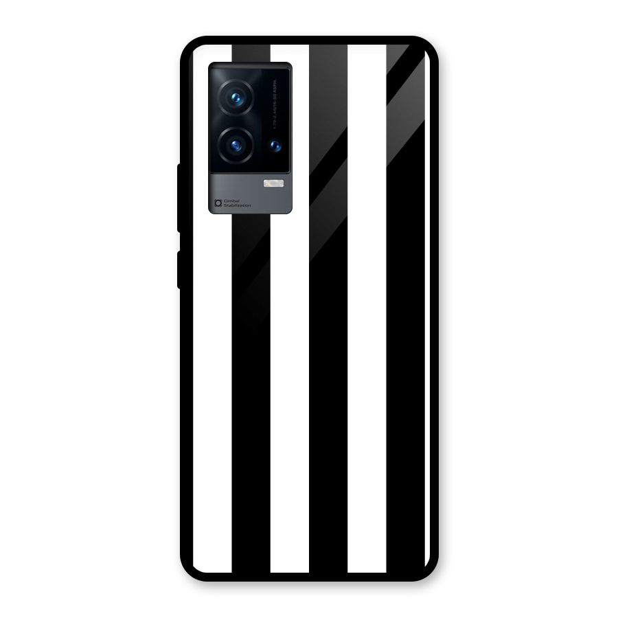 Lavish Black Stripes Glass Back Case for iQOO 9 5G