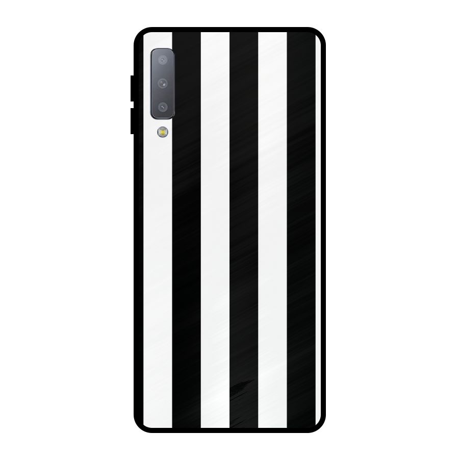 Lavish Black Stripes Metal Back Case for Galaxy A7 (2018)