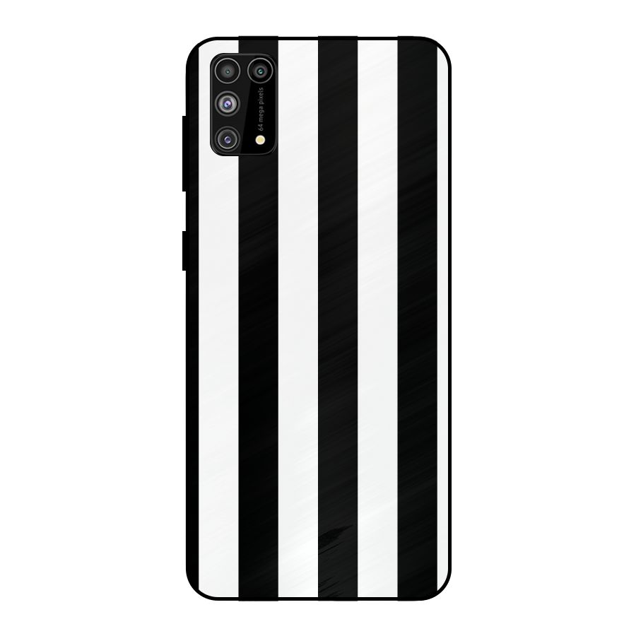 Lavish Black Stripes Metal Back Case for Galaxy M31