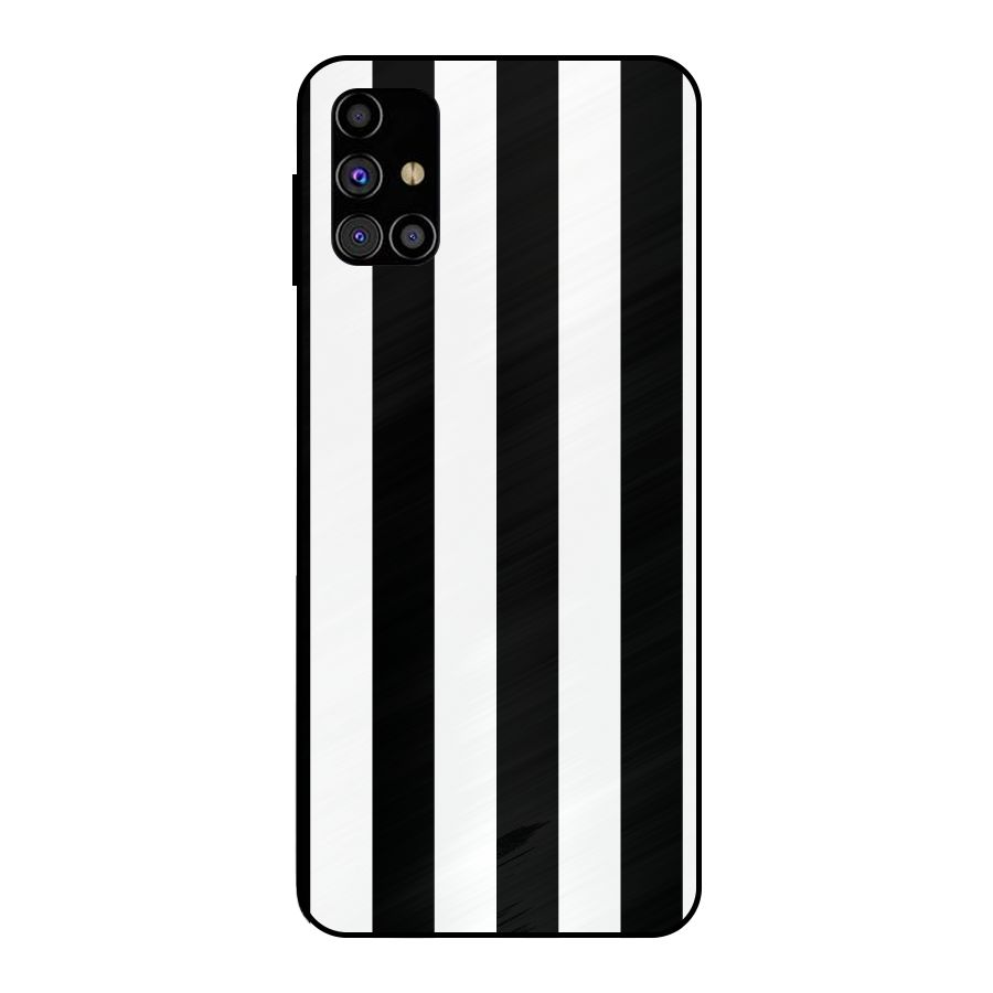 Lavish Black Stripes Metal Back Case for Galaxy M31s