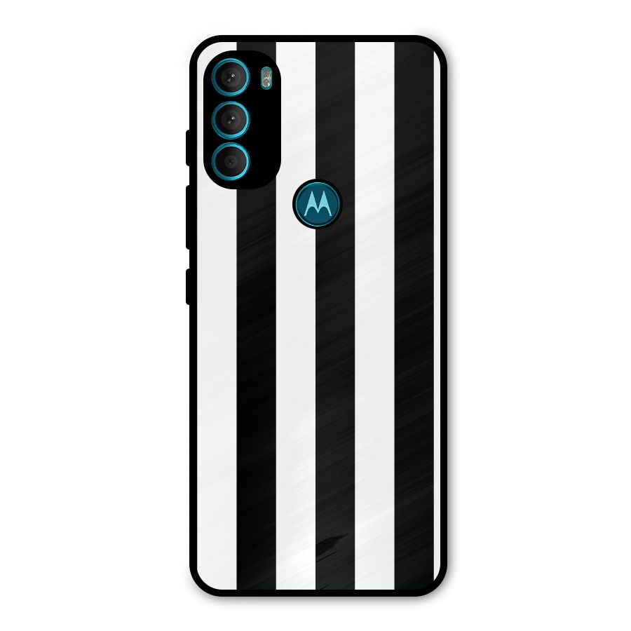 Lavish Black Stripes Metal Back Case for Moto G71 5G