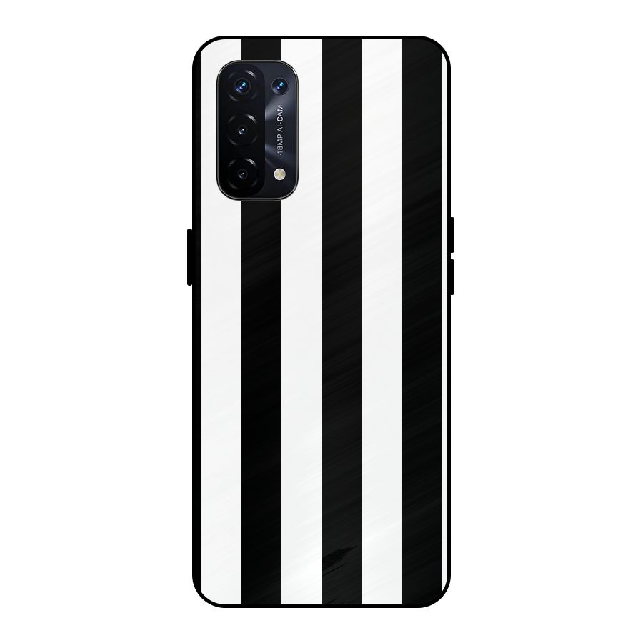 Lavish Black Stripes Metal Back Case for Oppo A74 5G