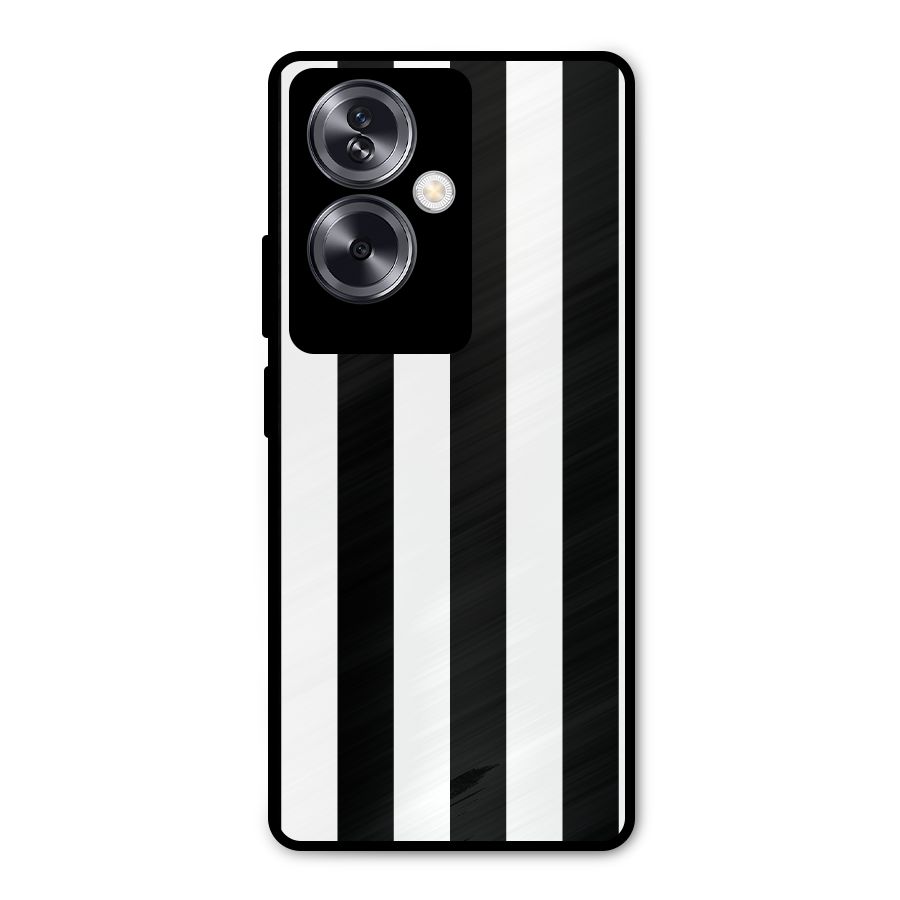 Lavish Black Stripes Metal Back Case for Oppo A79 5G