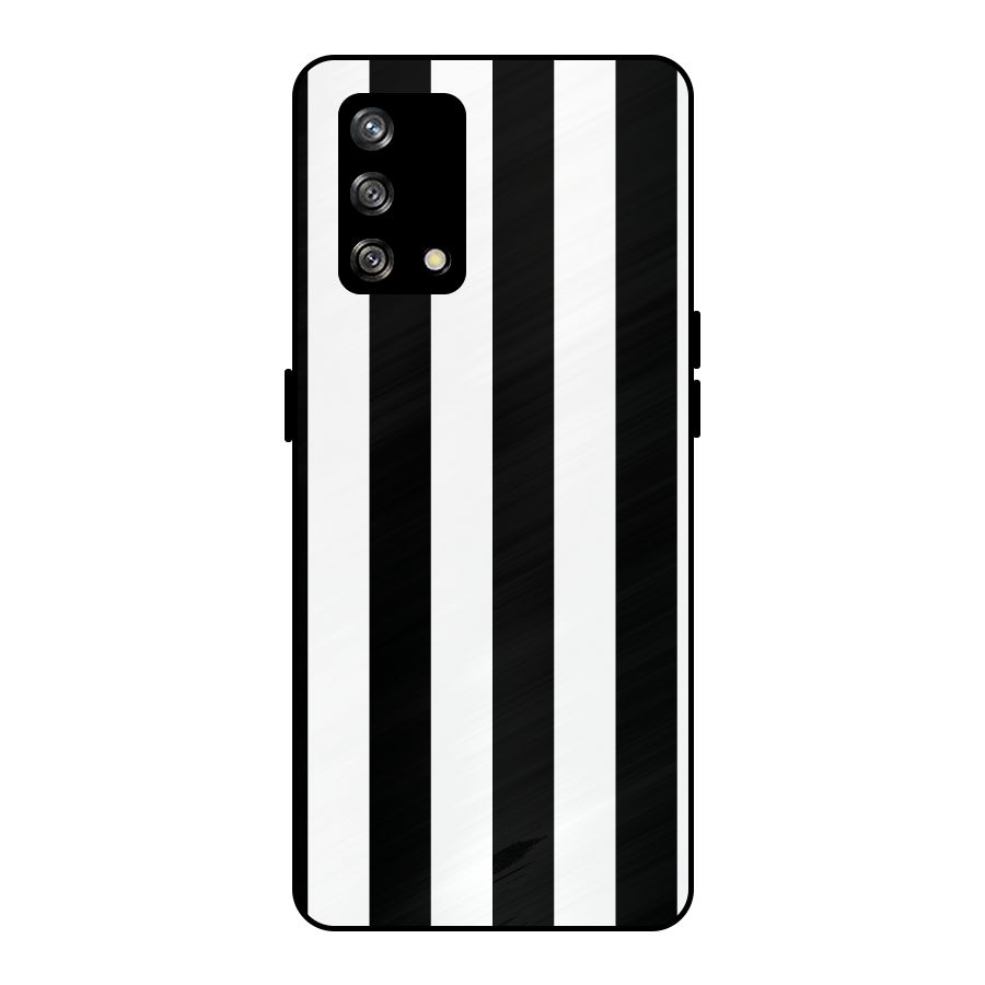 Lavish Black Stripes Metal Back Case for Oppo F19
