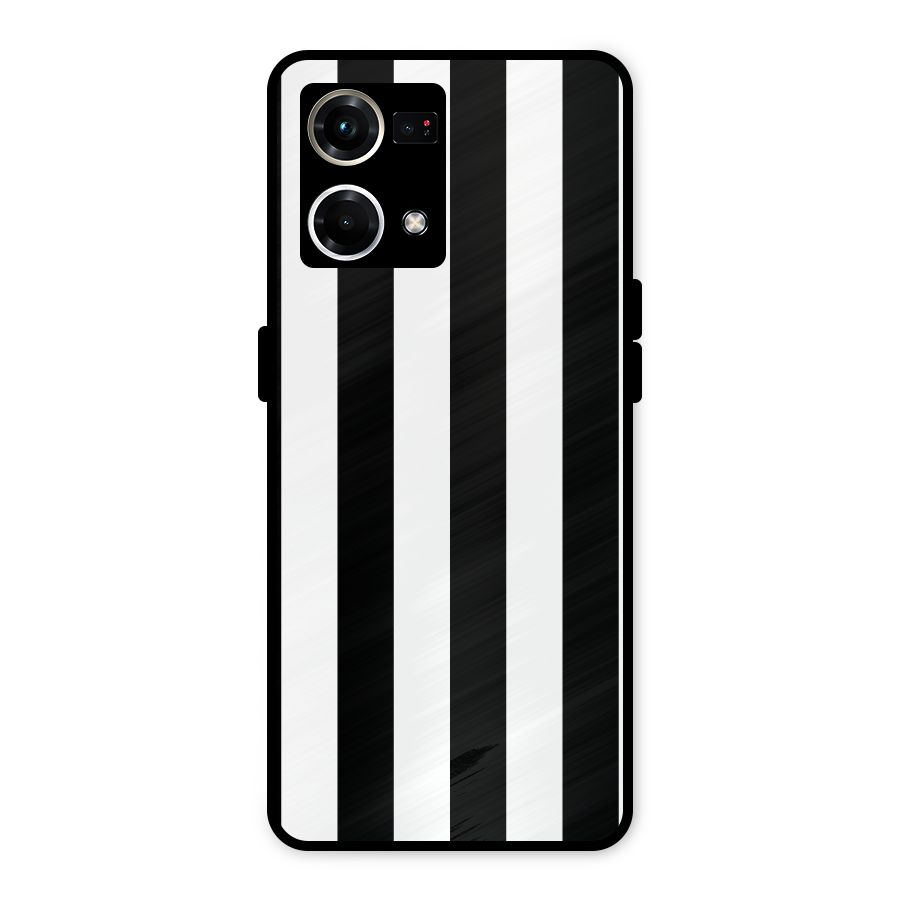Lavish Black Stripes Metal Back Case for Oppo F21 Pro 4G
