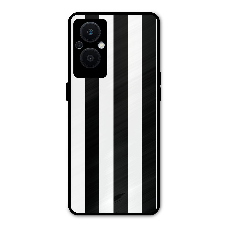 Lavish Black Stripes Metal Back Case for Oppo F21s Pro 5G