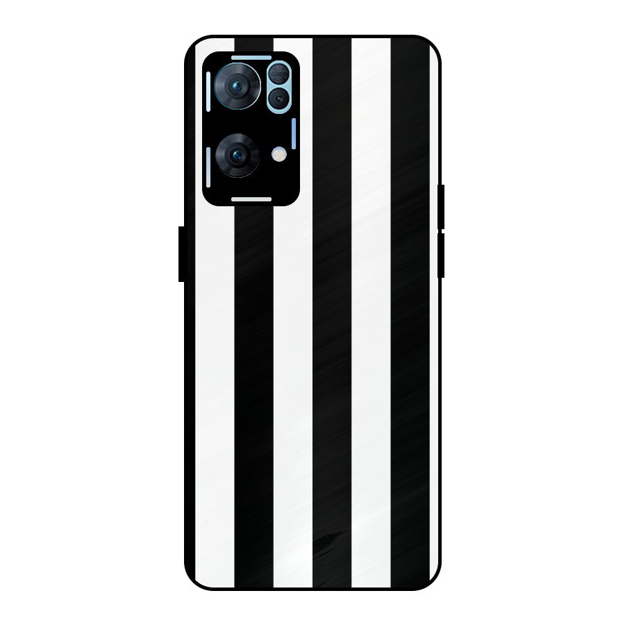 Lavish Black Stripes Metal Back Case for Oppo Reno7 Pro 5G