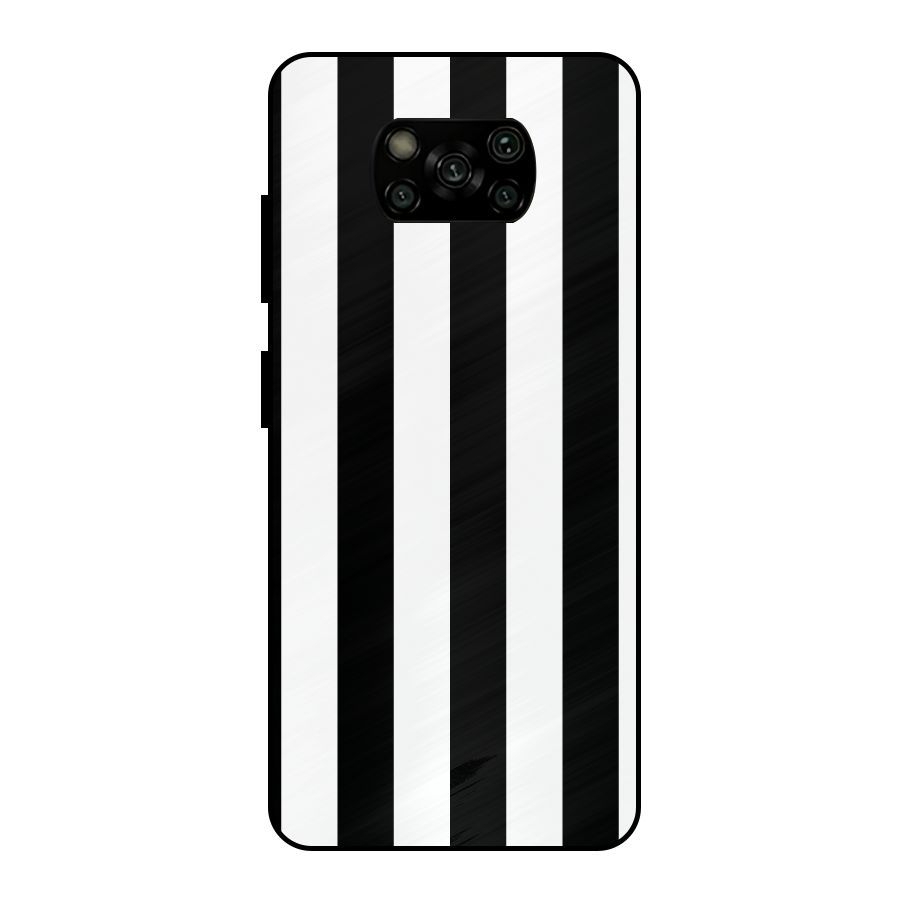Lavish Black Stripes Metal Back Case for Poco X3