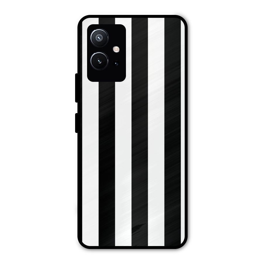 Lavish Black Stripes Metal Back Case for Vivo T1 5G