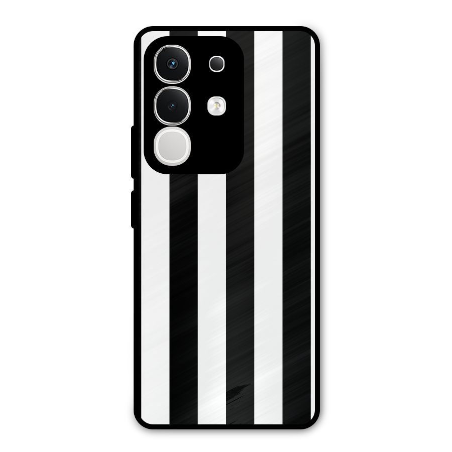 Lavish Black Stripes Metal Back Case for Vivo T4x