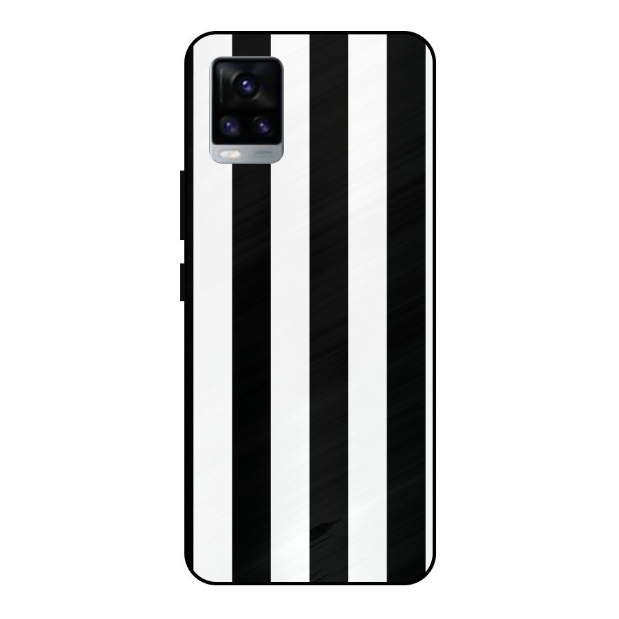 Lavish Black Stripes Metal Back Case for Vivo V20 2021