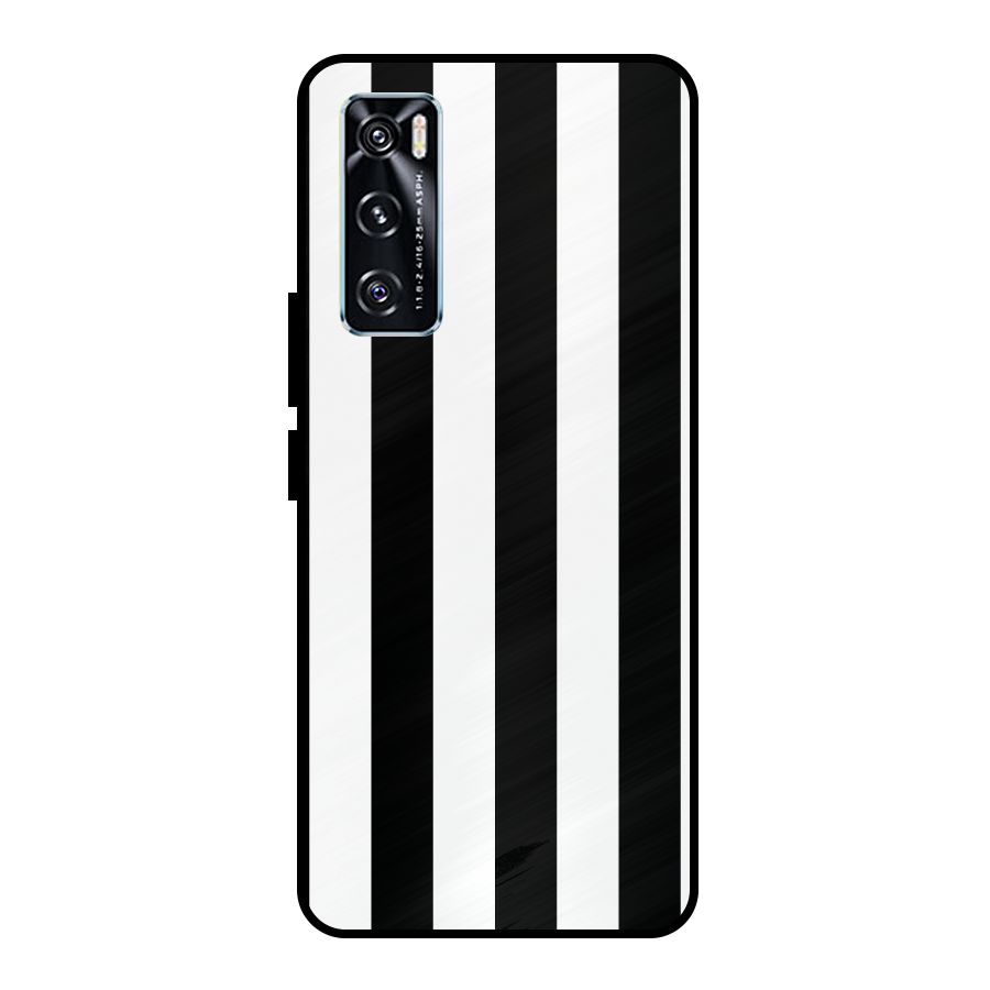 Lavish Black Stripes Metal Back Case for Vivo V20 SE