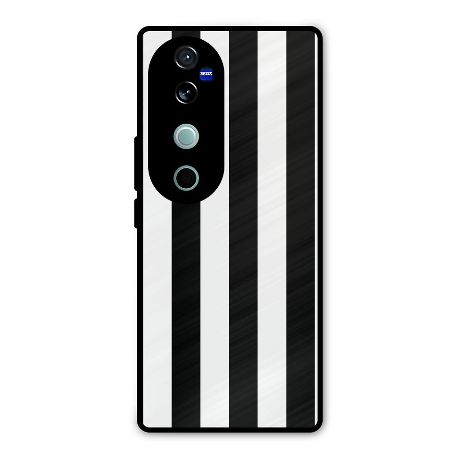 Lavish Black Stripes Metal Back Case for Vivo V40
