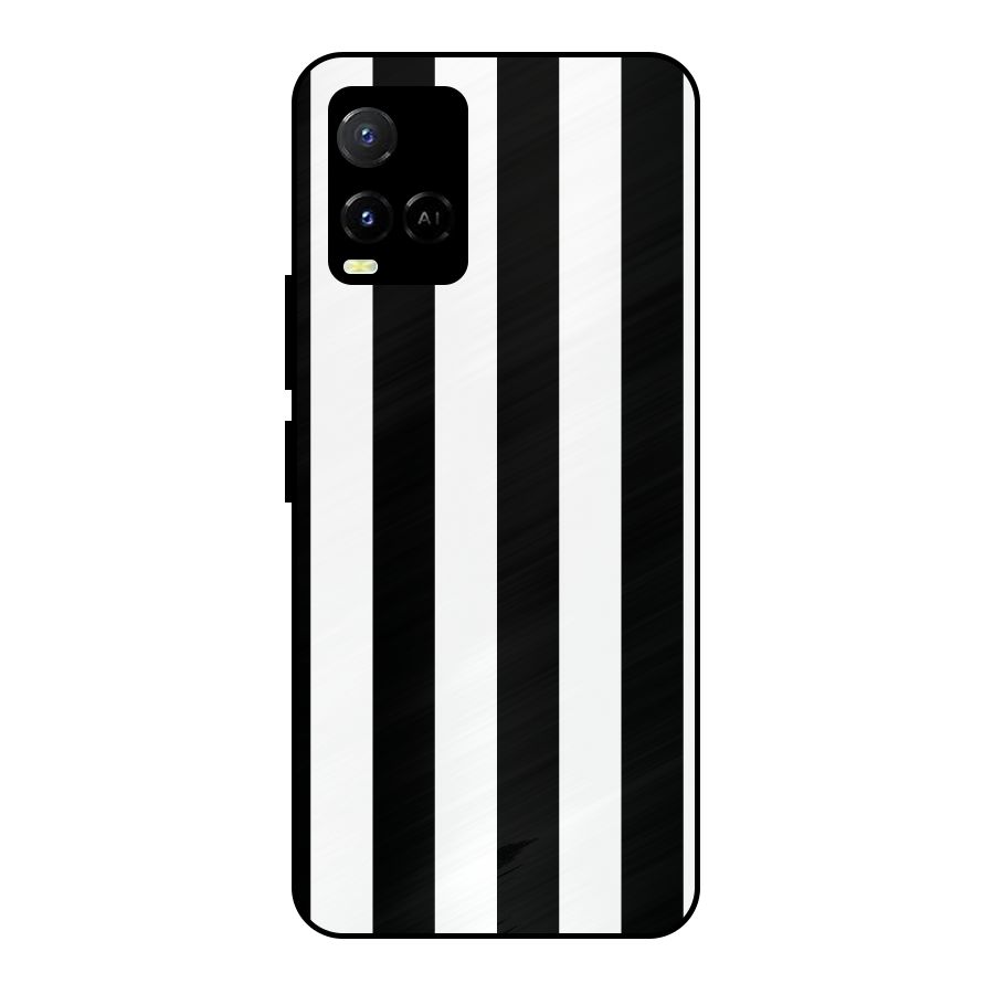 Lavish Black Stripes Metal Back Case for Vivo Y21