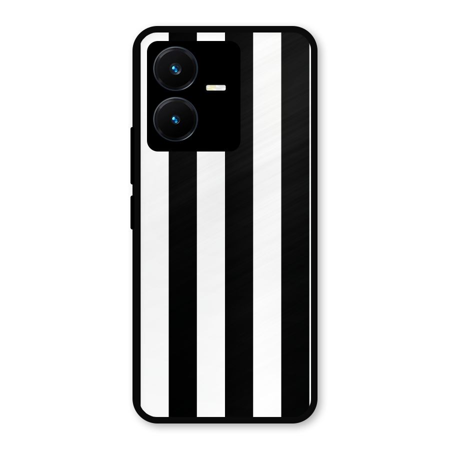 Lavish Black Stripes Metal Back Case for Vivo Y22