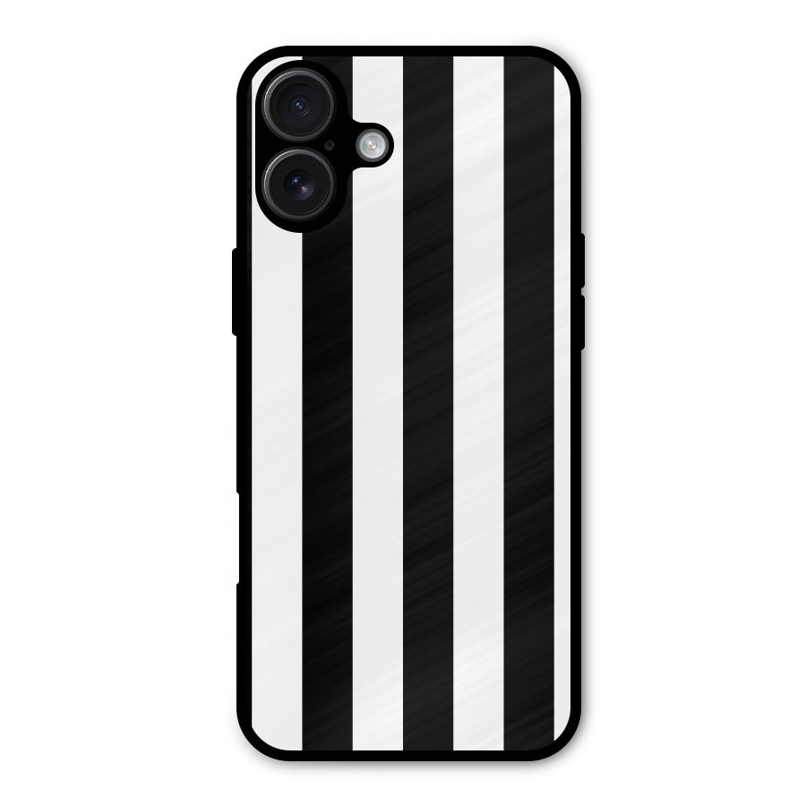 Lavish Black Stripes Metal Back Case for iPhone 16 Plus