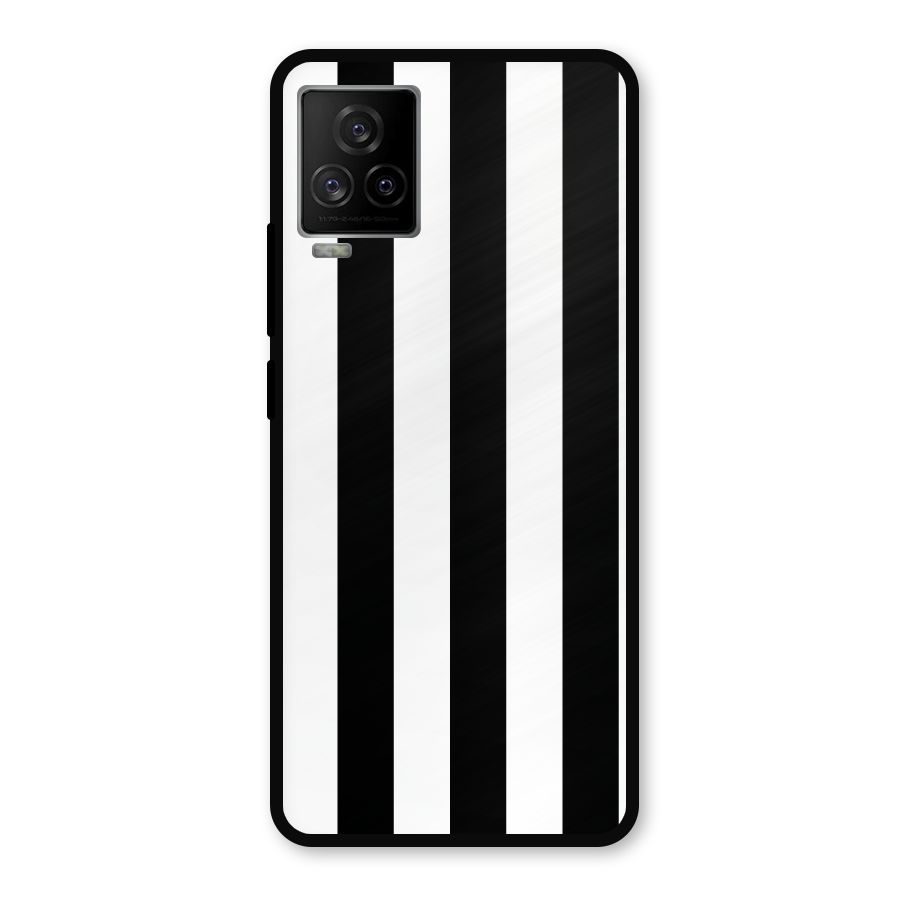 Lavish Black Stripes Metal Back Case for iQOO 7 Legend 5G