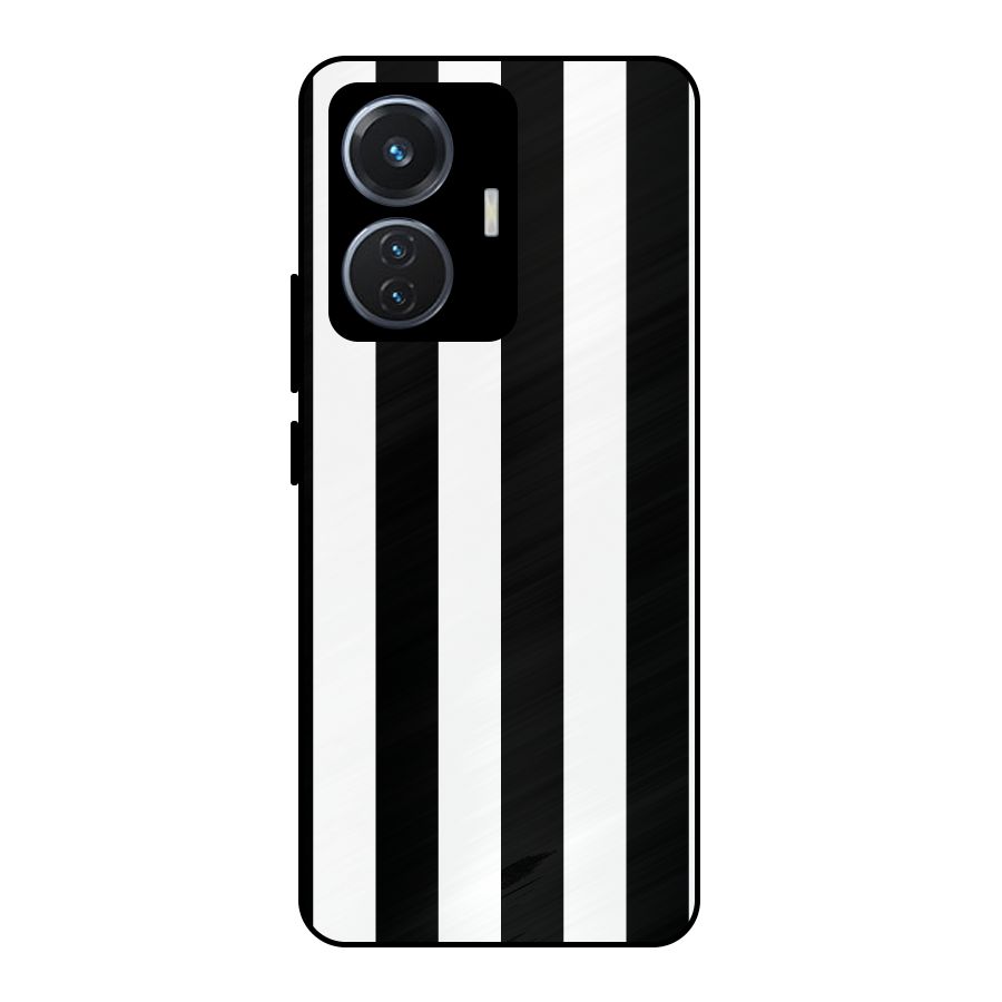 Lavish Black Stripes Metal Back Case for iQOO Z6 44W