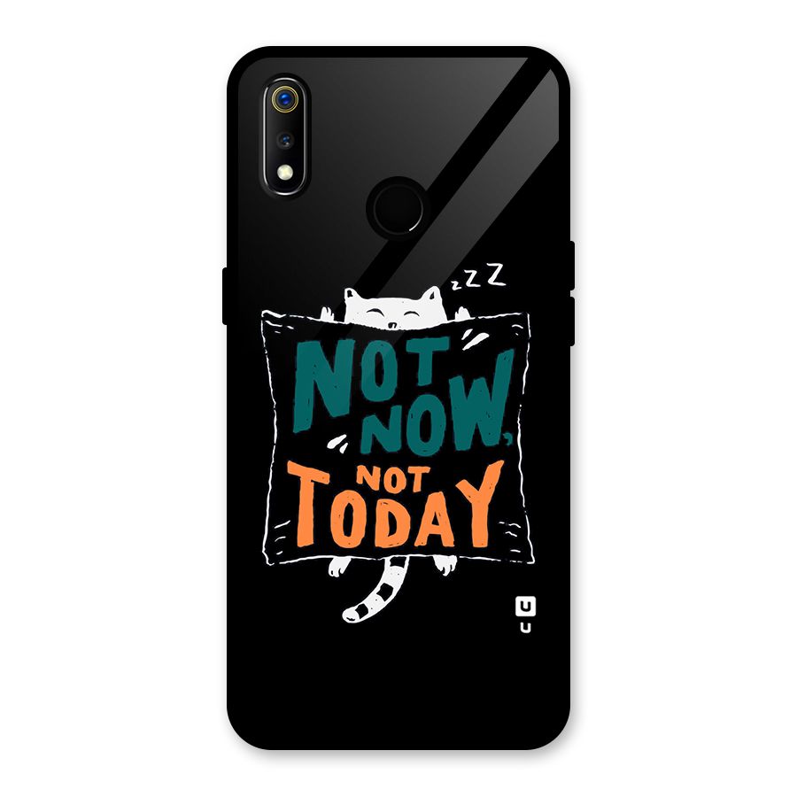 Lazy Cat Not Today Glass Back Case for Realme 3i