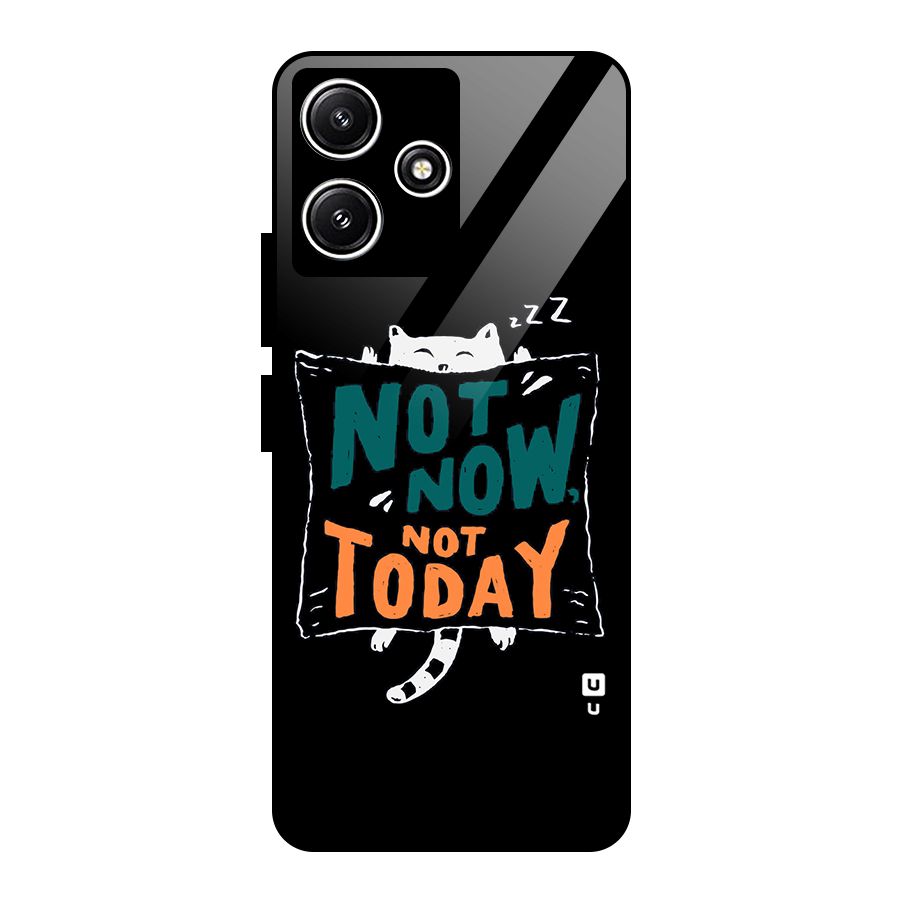 Lazy Cat Not Today Glass Back Case for Redmi 12 5G