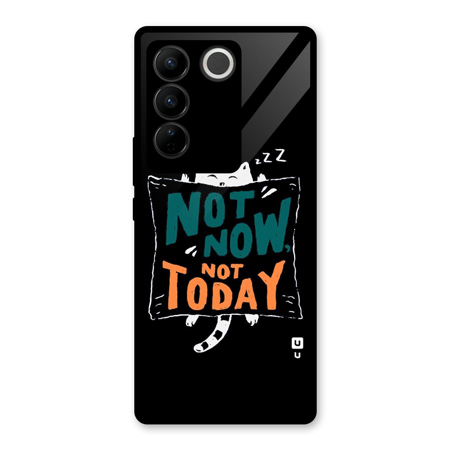 Lazy Cat Not Today Glass Back Case for Vivo V27 Pro