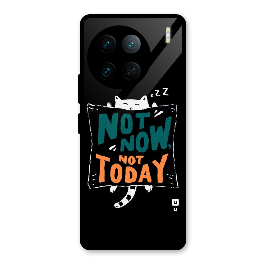 Lazy Cat Not Today Glass Back Case for Vivo X90 Pro