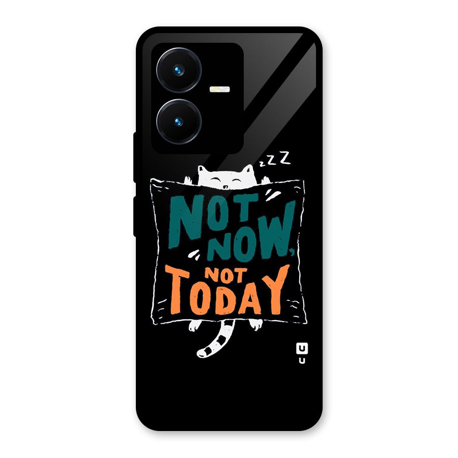 Lazy Cat Not Today Glass Back Case for Vivo Y22s