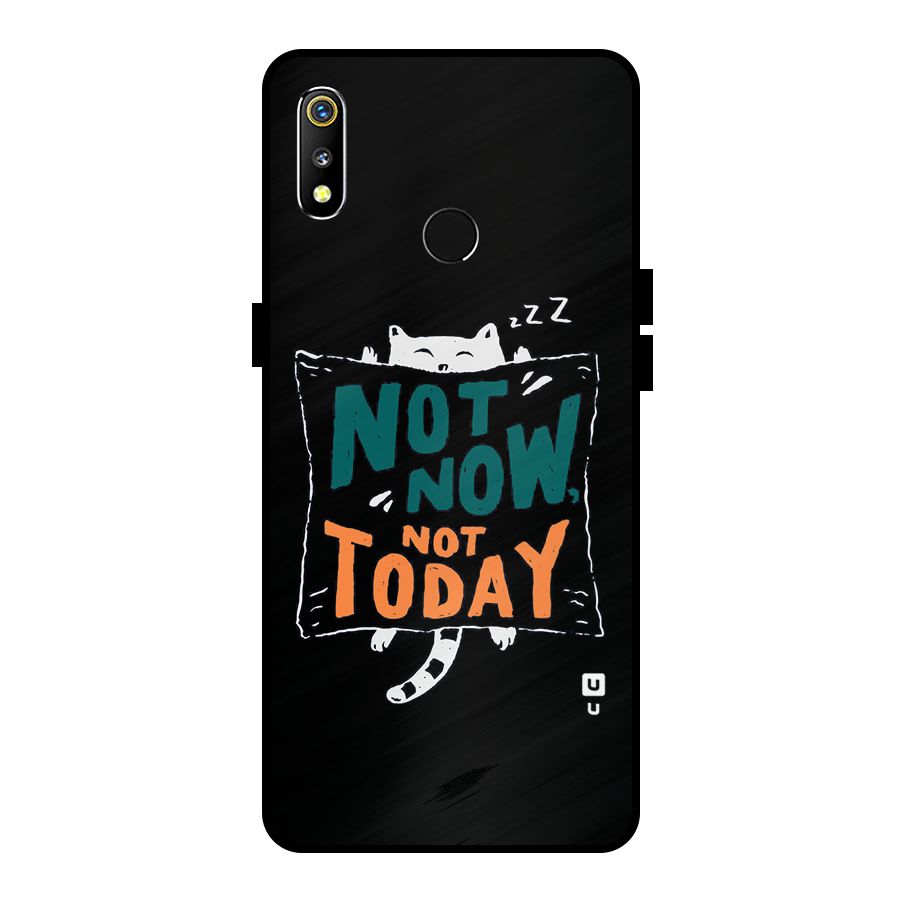 Lazy Cat Not Today Metal Back Case for Realme 3i