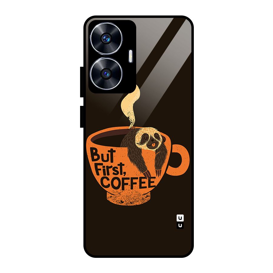Lazy Coffee Glass Back Case for Realme Narzo N55