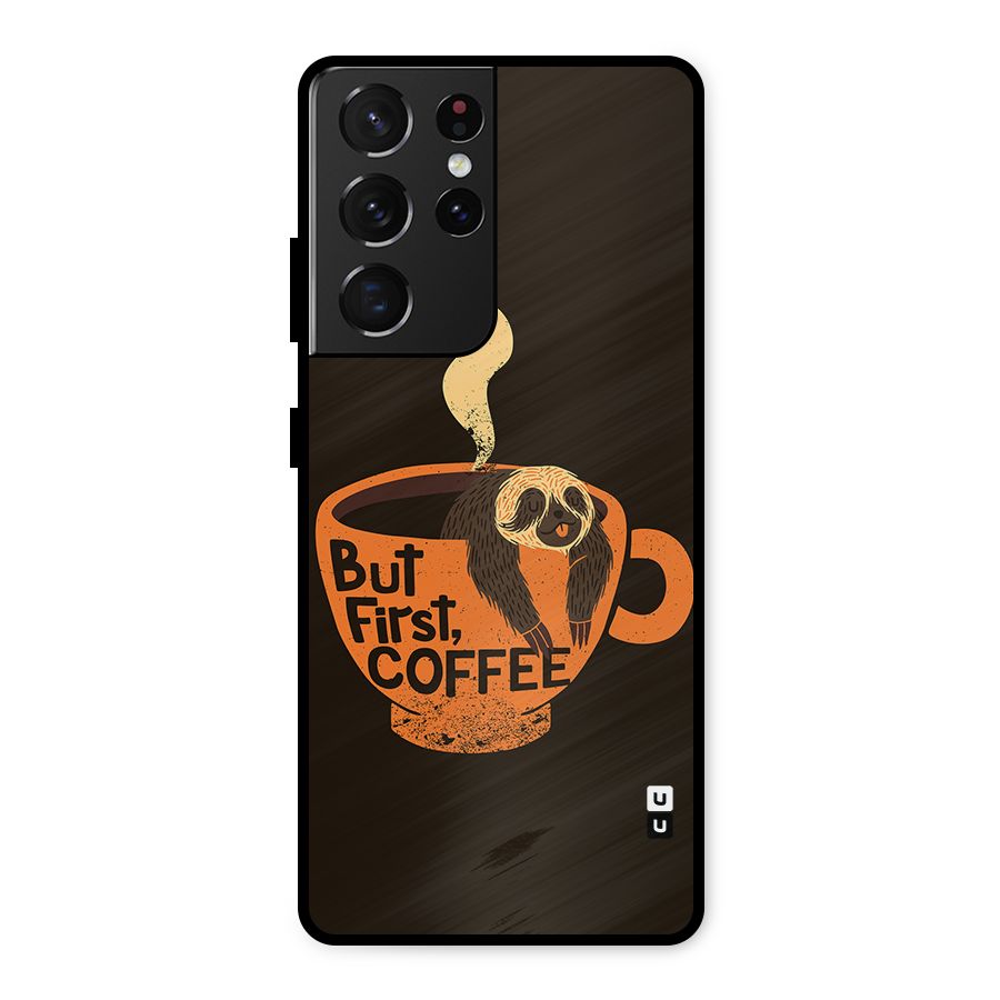 Lazy Coffee Metal Back Case for Galaxy S21 Ultra 5G