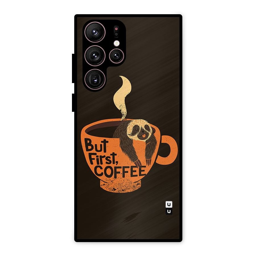 Lazy Coffee Metal Back Case for Galaxy S22 Ultra 5G