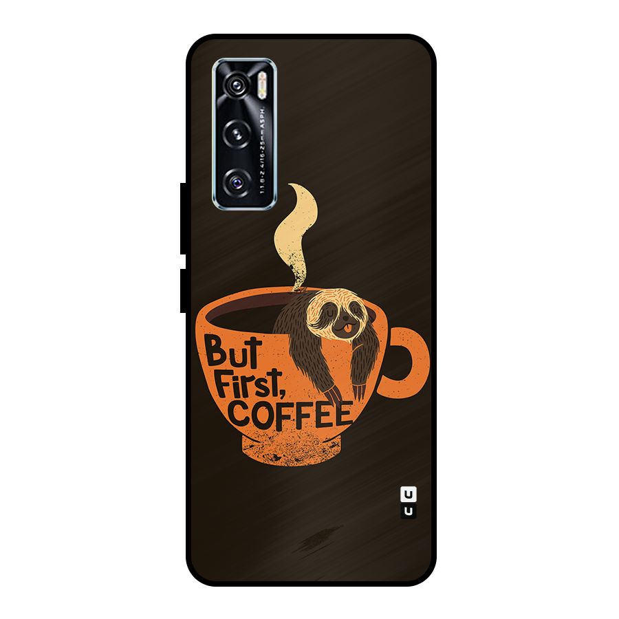 Lazy Coffee Metal Back Case for Vivo V20 SE