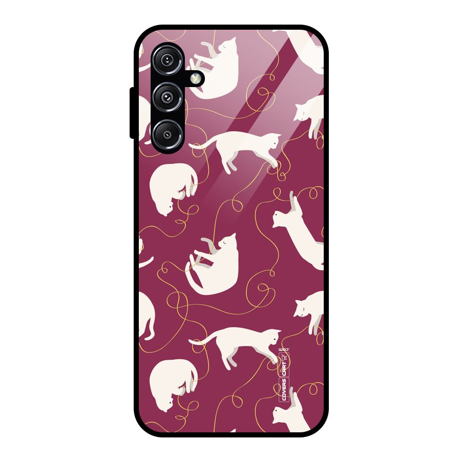 Lazy Kitty Glass Back Case for Galaxy M34 5G