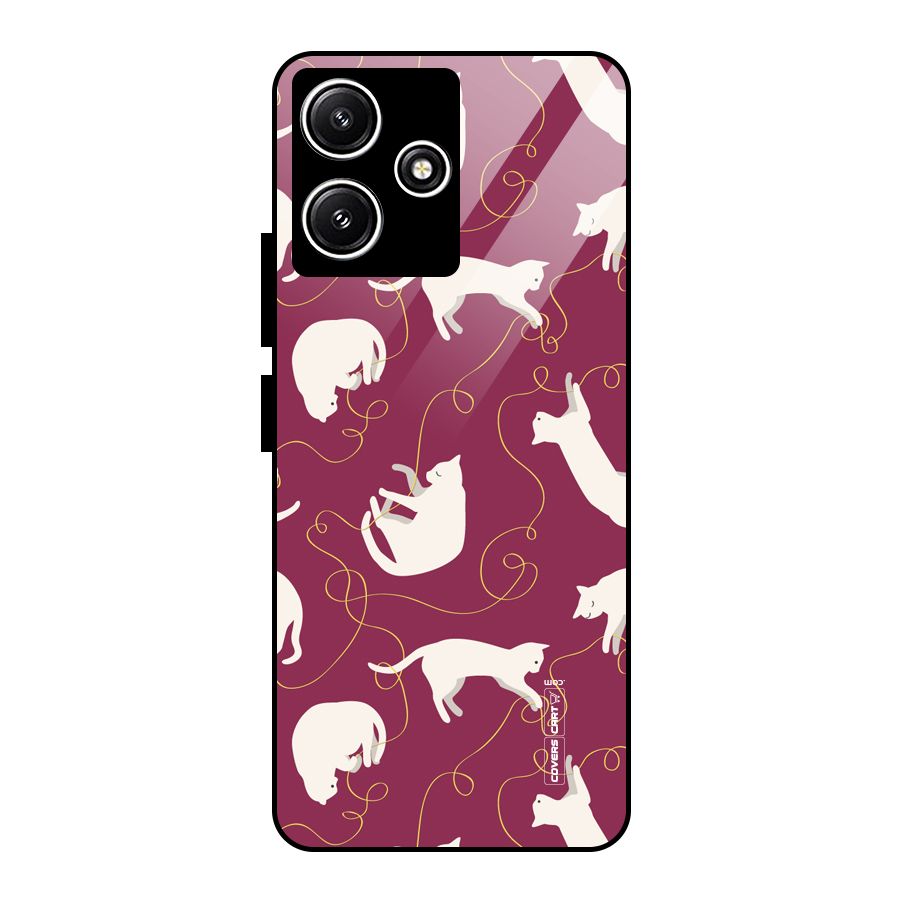 Lazy Kitty Glass Back Case for Poco M6 Pro